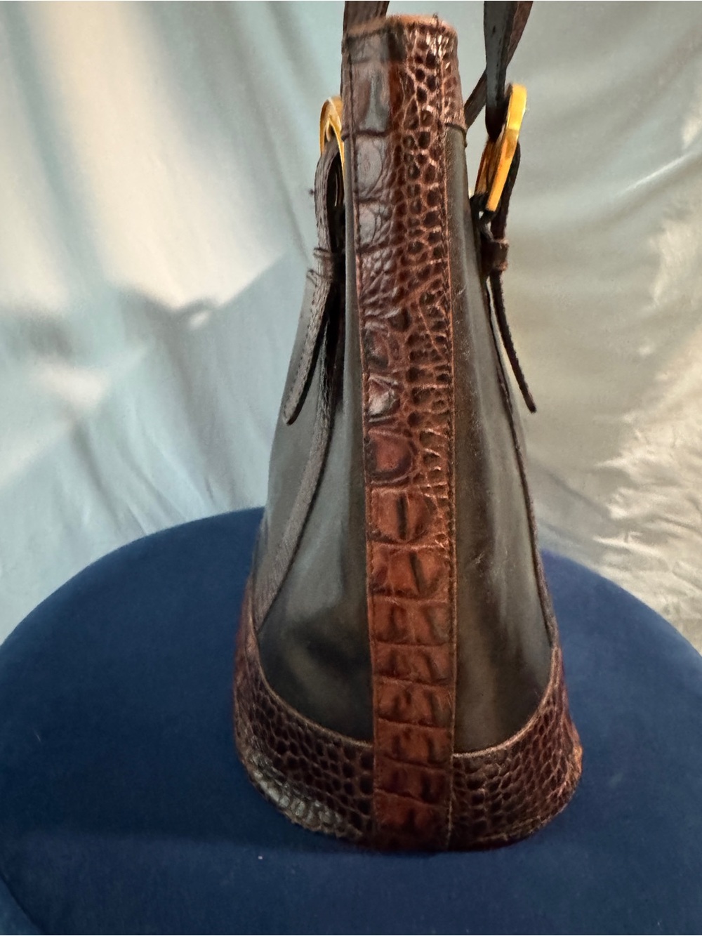Brahmin Tuscan Collection Tote Shoulder Bag Black Leather Brown Croc Embossed - Picture 8 of 16